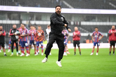 290826 - Derby County v Swansea City - Sky Bet Championship - Vitor Matos, Swansea Head Coach celebrates at full time