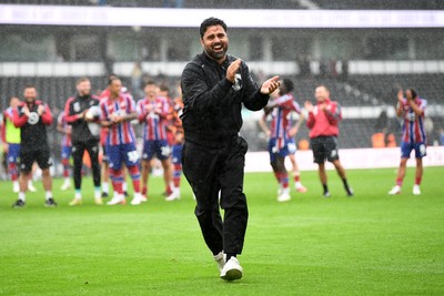 290826 - Derby County v Swansea City - Sky Bet Championship - Vitor Matos, Swansea Head Coach celebrates at full time