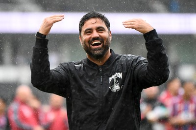 290826 - Derby County v Swansea City - Sky Bet Championship - Vitor Matos, Swansea Head Coach celebrates at full time