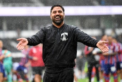 290826 - Derby County v Swansea City - Sky Bet Championship - Vitor Matos, Swansea Head Coach celebrates at full time