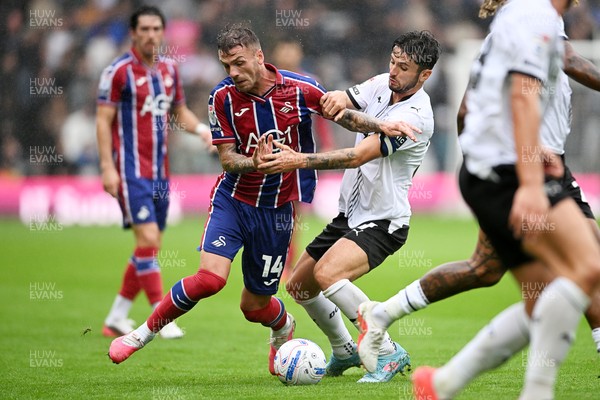290826 - Derby County v Swansea City - Sky Bet Championship - Josh Tymon of Swansea City is challenged by Bobby Clark of Derby