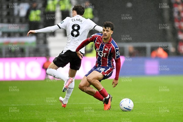 290826 - Derby County v Swansea City - Sky Bet Championship - Filip Lissah of Swansea City is challenged by Bobby Clark of Derby
