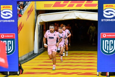 300525 - DHL Stormers v Cardiff Rugby - United Rugby Championship Quarter Final - Liam Belcher (Captain) of Cardiff Rugby leads his team out