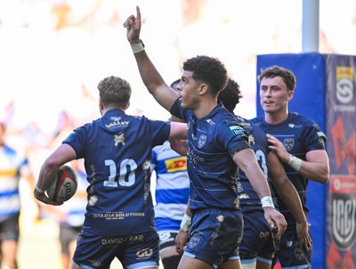 220326 - DHL Stormers v Dragons RFC - United Rugby Championship - Rio Dyer of Dragons celebrates scoring a try