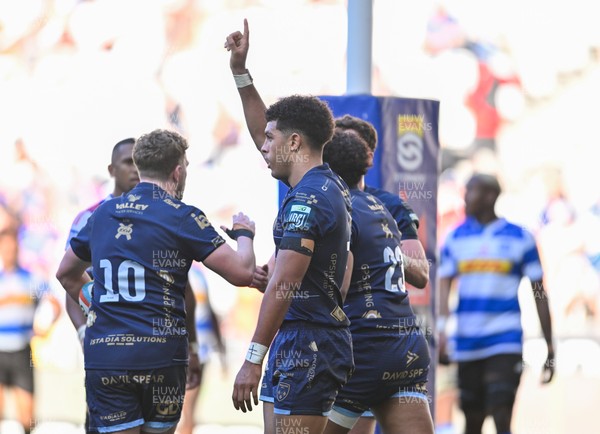 220326 - DHL Stormers v Dragons RFC - United Rugby Championship - Rio Dyer of Dragons celebrates scoring a try