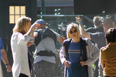 200921 - Doctor Who Series 13 Filming - Jodie Whittaker on location in Grange Gardens, Grangetown, Cardiff for what is believed to be the Doctor Who Centenary Special