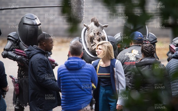 300519 - Doctor Who Filming, Cardiff - Doctor Who played by Jodie Whittaker films with the Judoon while filming in Cardiff Bay