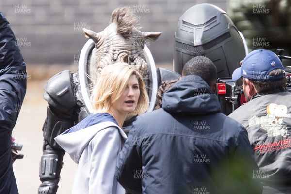 300519 - Doctor Who Filming, Cardiff - Doctor Who played by Jodie Whittaker films with the Judoon while filming in Cardiff Bay