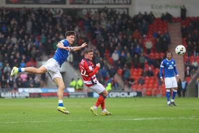 280226 - Doncaster Rovers v Cardiff City - Sky Bet League 1 - Robin Colwill watches his shot 