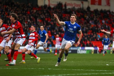 280226 - Doncaster Rovers v Cardiff City - Sky Bet League 1 - Dylan Lawlor scores a goal for Cardiff