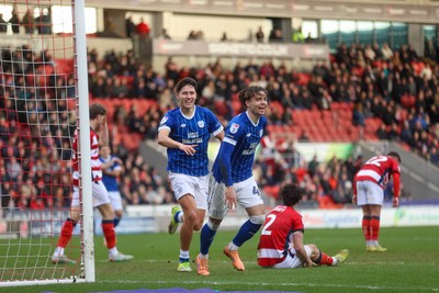 280226 - Doncaster Rovers v Cardiff City - Sky Bet League 1 - Cian Ashford scores a goal 