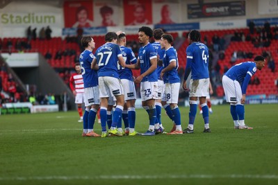 280226 - Doncaster Rovers v Cardiff City - Sky Bet League 1 - Cardiff celebrate victory 
