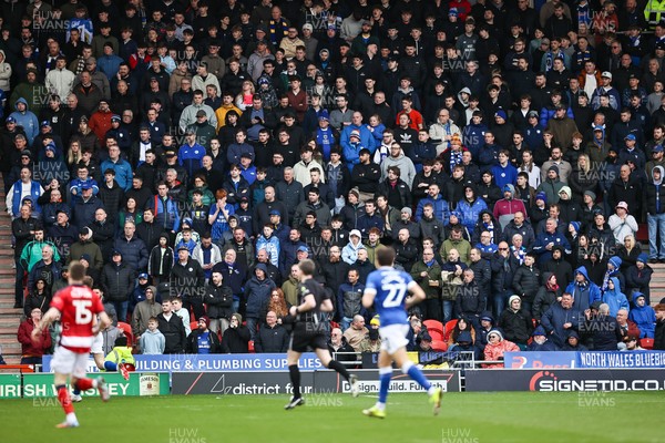 280226 - Doncaster Rovers v Cardiff City - Sky Bet League 1 - Cardiff Fans watch the game 