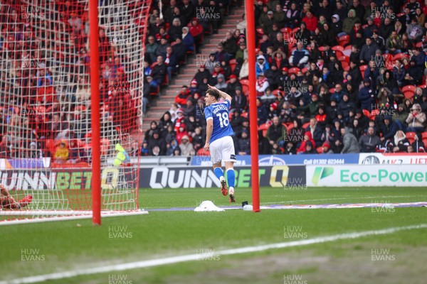 280226 - Doncaster Rovers v Cardiff City - Sky Bet League 1 - Alex Robertson celebrates his goal 