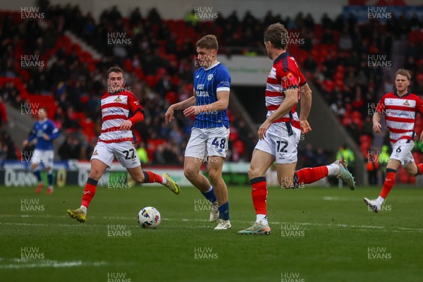 280226 - Doncaster Rovers v Cardiff City - Sky Bet League 1 - Dylan Lawlor on his way to score a goal 