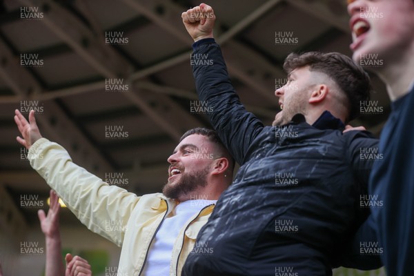 280226 - Doncaster Rovers v Cardiff City - Sky Bet League 1 - Cardiff fans celebrate a goal 