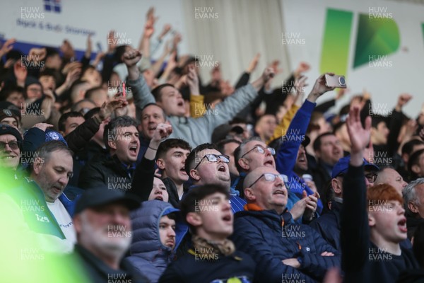 280226 - Doncaster Rovers v Cardiff City - Sky Bet League 1 - Cardiff fans celebrate 