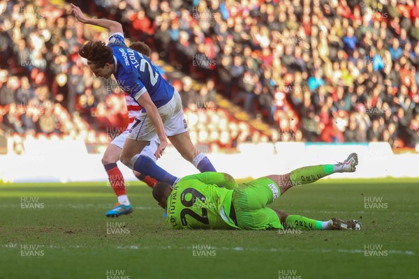 280226 - Doncaster Rovers v Cardiff City - Sky Bet League 1 - Joel Colwill is denied by Timothe Lo-Tutala 