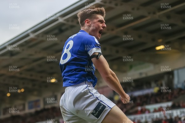 280226 - Doncaster Rovers v Cardiff City - Sky Bet League 1 - Dylan Lawlor celebrates his goal 