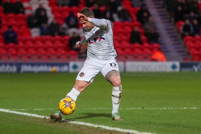 130124 - Doncaster Rovers v Newport County - Sky Bet League 2 - Scot Bennett of Newport clears 