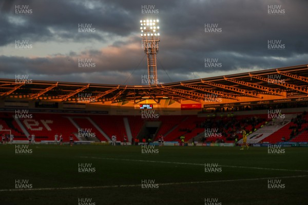 130124 - Doncaster Rovers v Newport County - Sky Bet League 2 - A general view of sunset across Keepmoat stadium