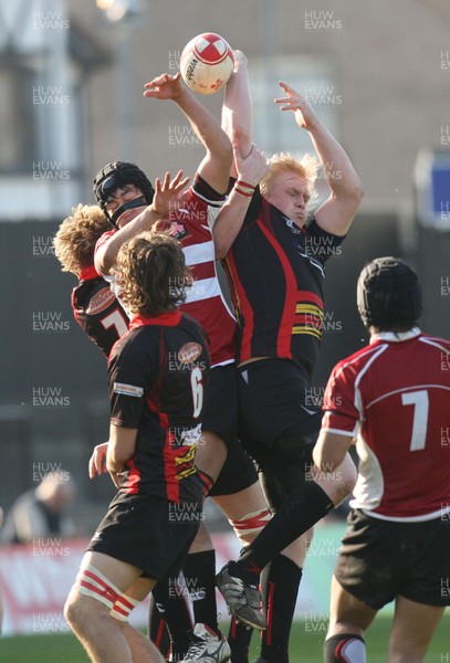 23.03.11 -  Dragons Academy v Japan High Schools -  Dragons Academy's Dafydd Morgan competes for the ball 