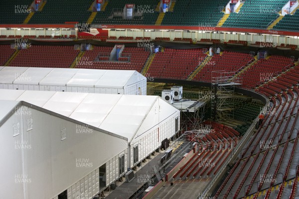 200420 -  A general view during the Dragon's Heart Hospital Opening at The Principality Stadium, which is ready to accept patients during the coronavirus (Covid-19) pandemic