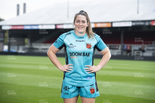 280920 -  Cerys Hale wearing the Dragons away jersey for the 2020/2021 season