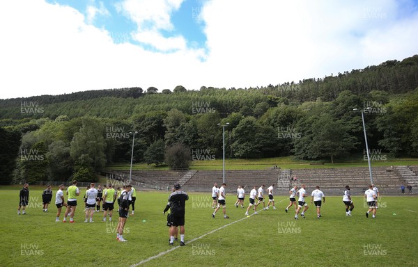 270821 - Dragons Open Training Session at Abertillery BG RFC - The Dragons squad go through an open training session in front of supporters at Abertillery Park