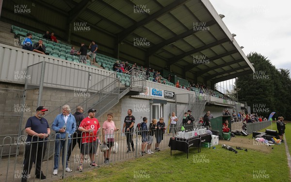 270821 - Dragons Open Training Session at Abertillery BG RFC - Supporters look on during an open Dragons training session in front of supporters at Abertillery Park