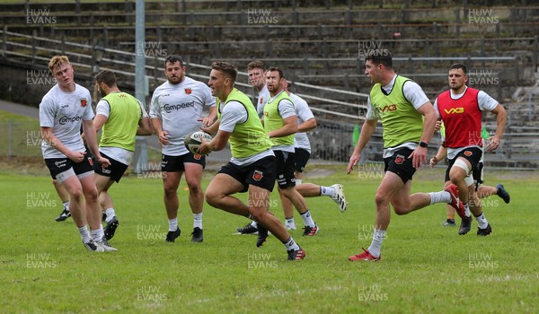 270821 - Dragons Open Training Session at Abertillery BG RFC - The Dragons squad go through an open training session in front of supporters at Abertillery Park