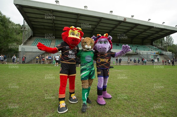 270821 - Dragons Open Training Session at Abertillery BG RFC - Club mascots after an open Dragons  training session in front of supporters at Abertillery Park