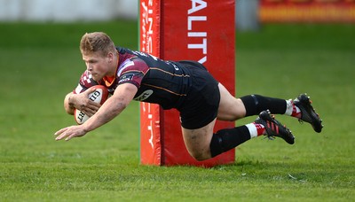 221016 - Dragons Premiership Select v Ealing - British & Irish Cup -Barney Nightingale of Dragons Premiership Select scores his first try