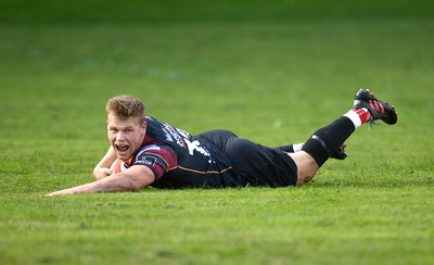 221016 - Dragons Premiership Select v Ealing - British & Irish Cup -Barney Nightingale of Dragons Premiership Select scores his first try