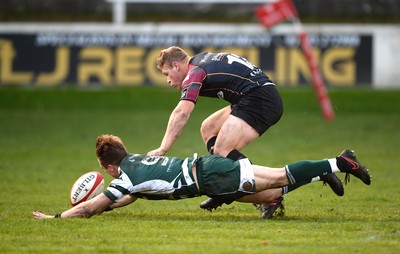 221016 - Dragons Premiership Select v Ealing - British & Irish Cup -Barney Nightingale of Dragons Premiership Select picks up the ball to score his second try