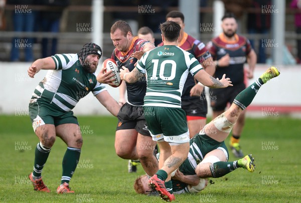 221016 - Dragons Premiership Select v Ealing - British & Irish Cup -Robson Blake of Dragons Premiership Select is tackled by Seb Nagle-Taylor of Ealing