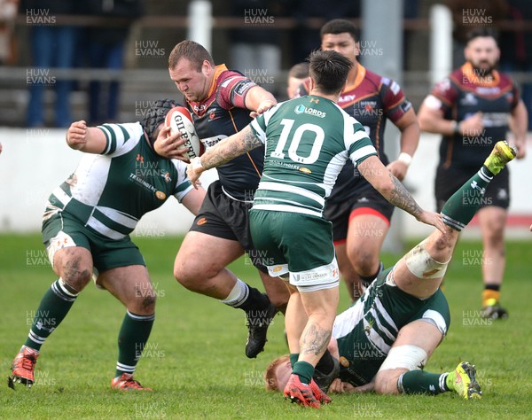 221016 - Dragons Premiership Select v Ealing - British & Irish Cup -Robson Blake of Dragons Premiership Select is tackled by Seb Nagle-Taylor of Ealing