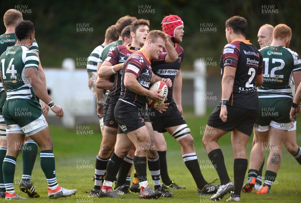 221016 - Dragons Premiership Select v Ealing - British & Irish Cup -Barney Nightingale of Dragons Premiership Select after scoring his second try