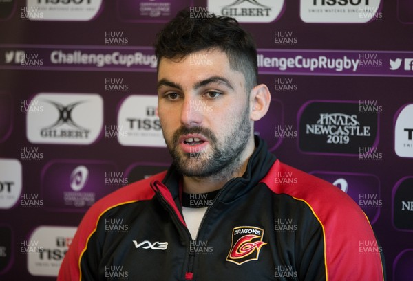 131218 - Dragons Press Conference - Dragons captain Cory Hill during press conference ahead of the European Challenge Cup match against ASM Clermont Auvergne