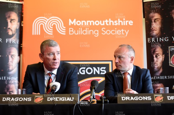 140519 -  Dean Ryan pictured after being appointed Director, Dragons Rugby with Dragons Executive Chairman David Buttress at Rodney Parade, Newport