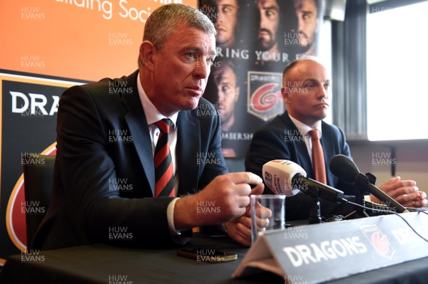140519 -  Dean Ryan pictured after being appointed Director, Dragons Rugby with Dragons Executive Chairman David Buttress at Rodney Parade, Newport