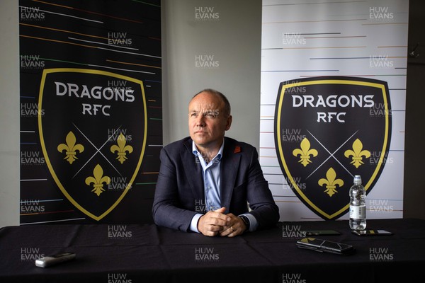 270622 - Picture shows Chairman David Buttress speaking at a press conference for the rebranding of Dragons RFC