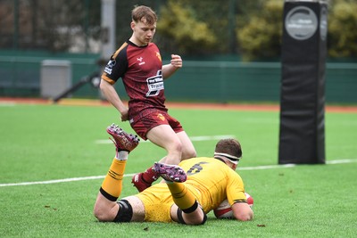 250126 - Dragons RFC U18 v RGC U18 - Troy Reymond of Dragons runs in to score a try