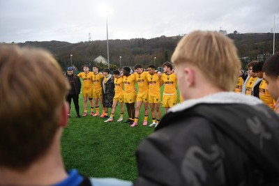 250126 - Dragons RFC U18 v RGC U18 - Dragons huddle at full time