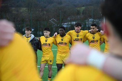 250126 - Dragons RFC U18 v RGC U18 - Dragons huddle at full time