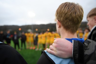 250126 - Dragons RFC U18 v RGC U18 - Dragons huddle at full time