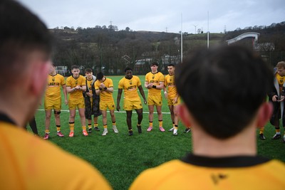 250126 - Dragons RFC U18 v RGC U18 - Dragons huddle at full time