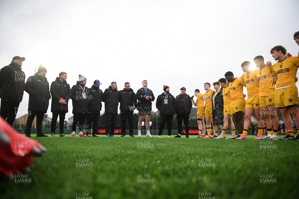 250126 - Dragons RFC U18 v RGC U18 - Dragons huddle at full time