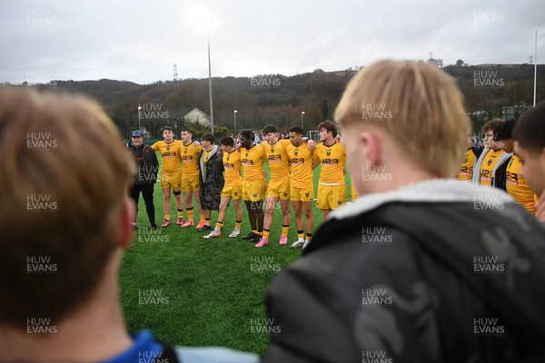 250126 - Dragons RFC U18 v RGC U18 - Dragons huddle at full time
