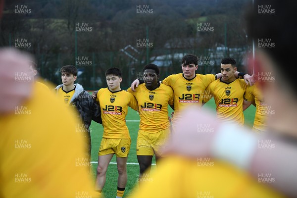 250126 - Dragons RFC U18 v RGC U18 - Dragons huddle at full time